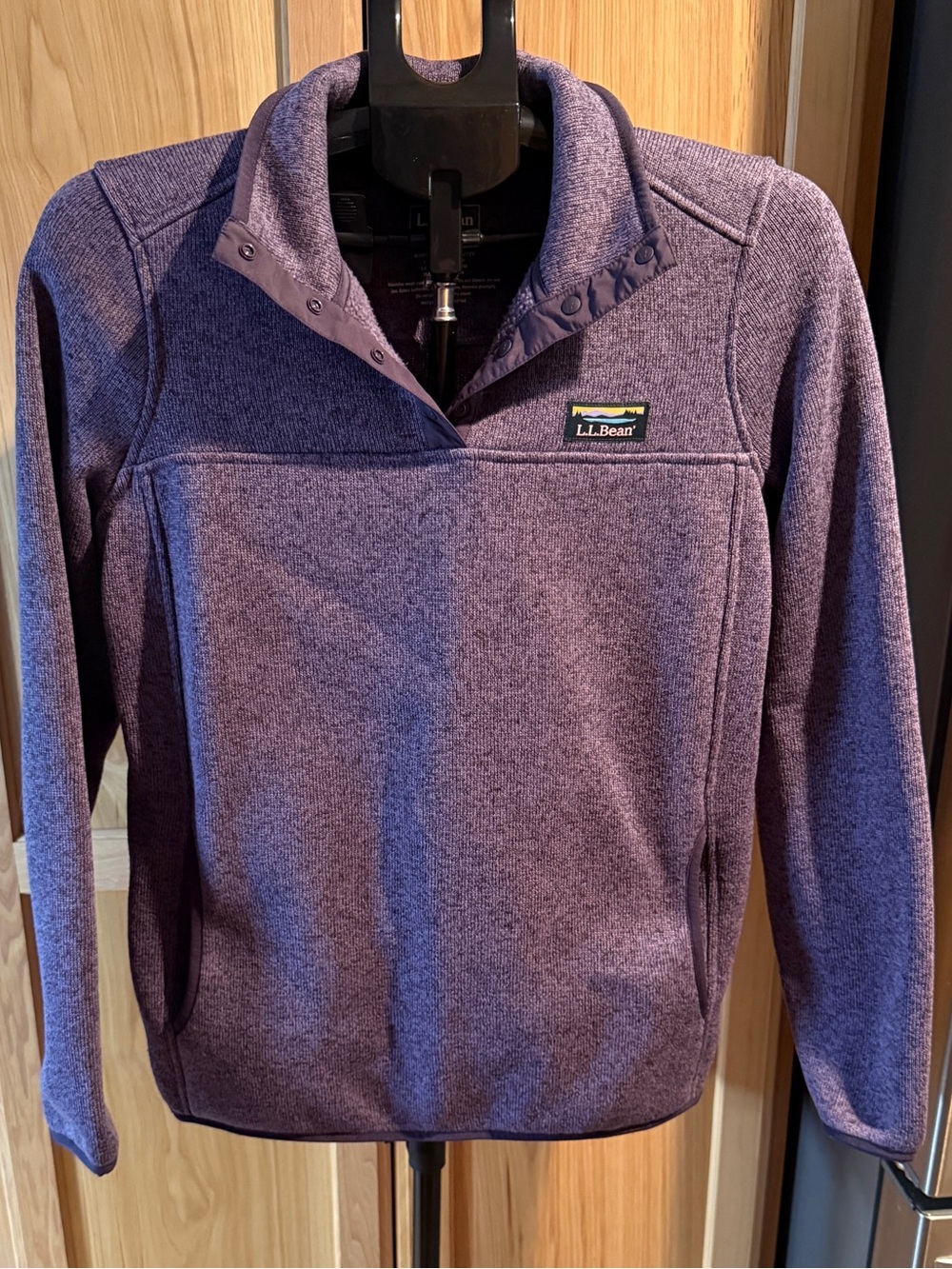 L.L. Bean Women’s Heathered Purple Snap-Quarter Fleece Size Large
